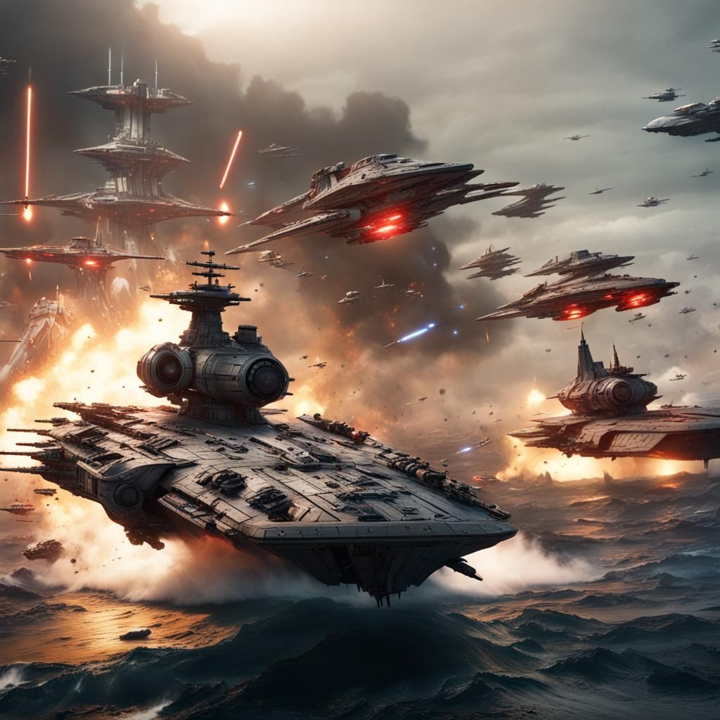 Star Wars Battle in Space: Detailed Matte Painting