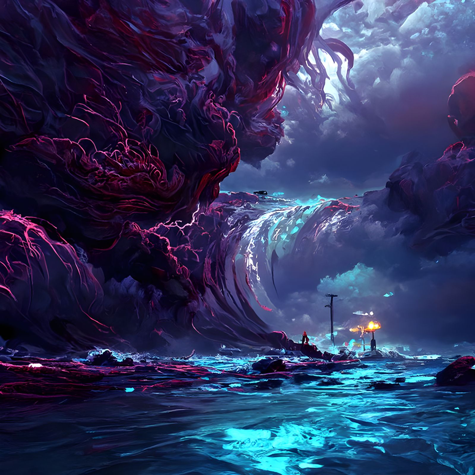 Wrathful Ocean Maelstrom in Hyperrealistic Style