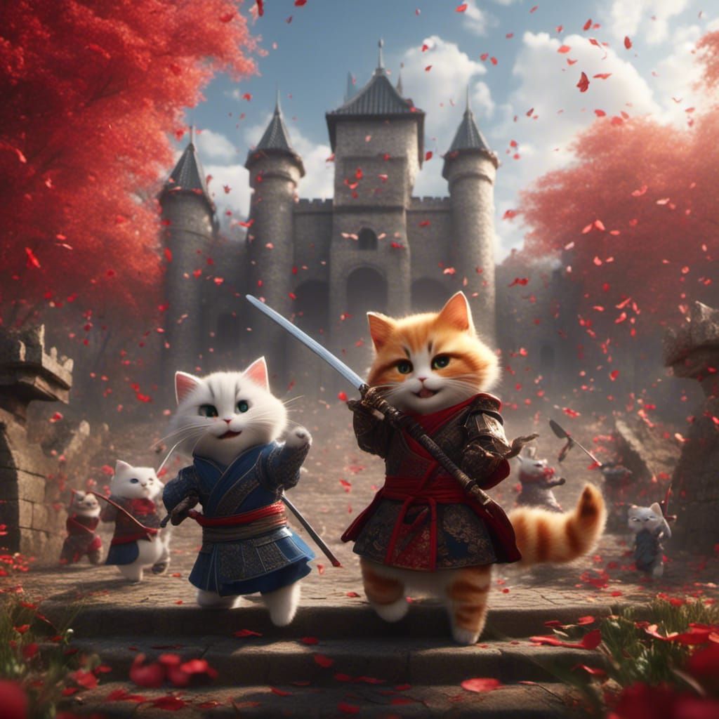 Ronin Warrior Cats Battle in Castle