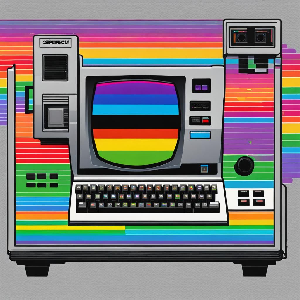 Retro Silver ZX Spectrum Computer with Rainbow Logo