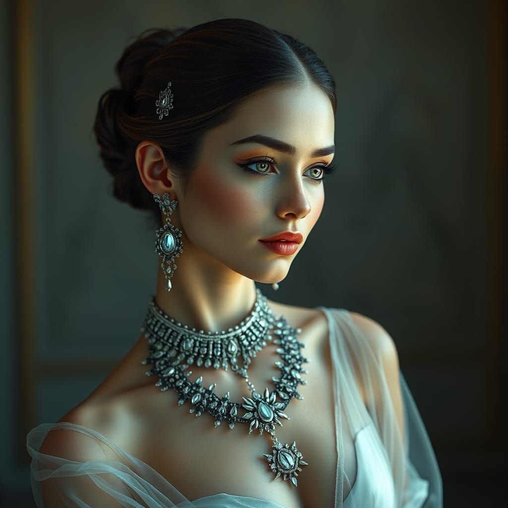 Futuristic Woman in Hyperrealistic Jewelry Portrait