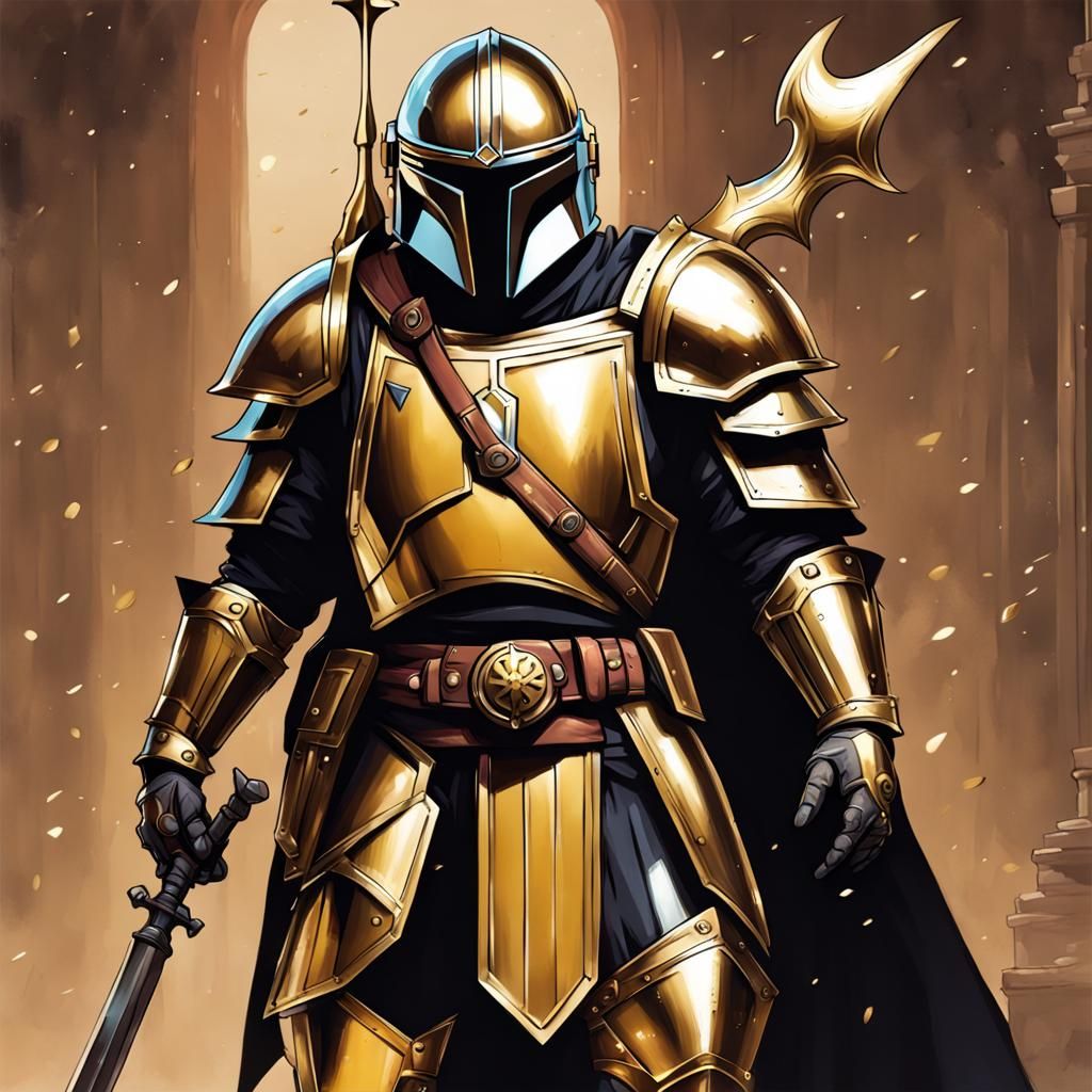 Mandalorian Knight in Gold Armor