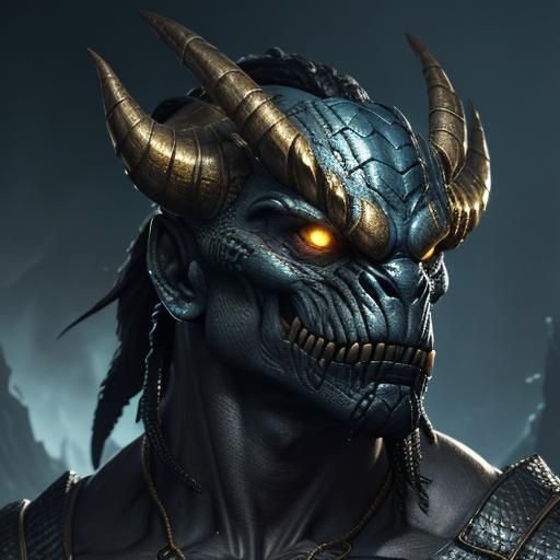 Intense Dog, Snake, and Cat Hybrid in Fantasy Art