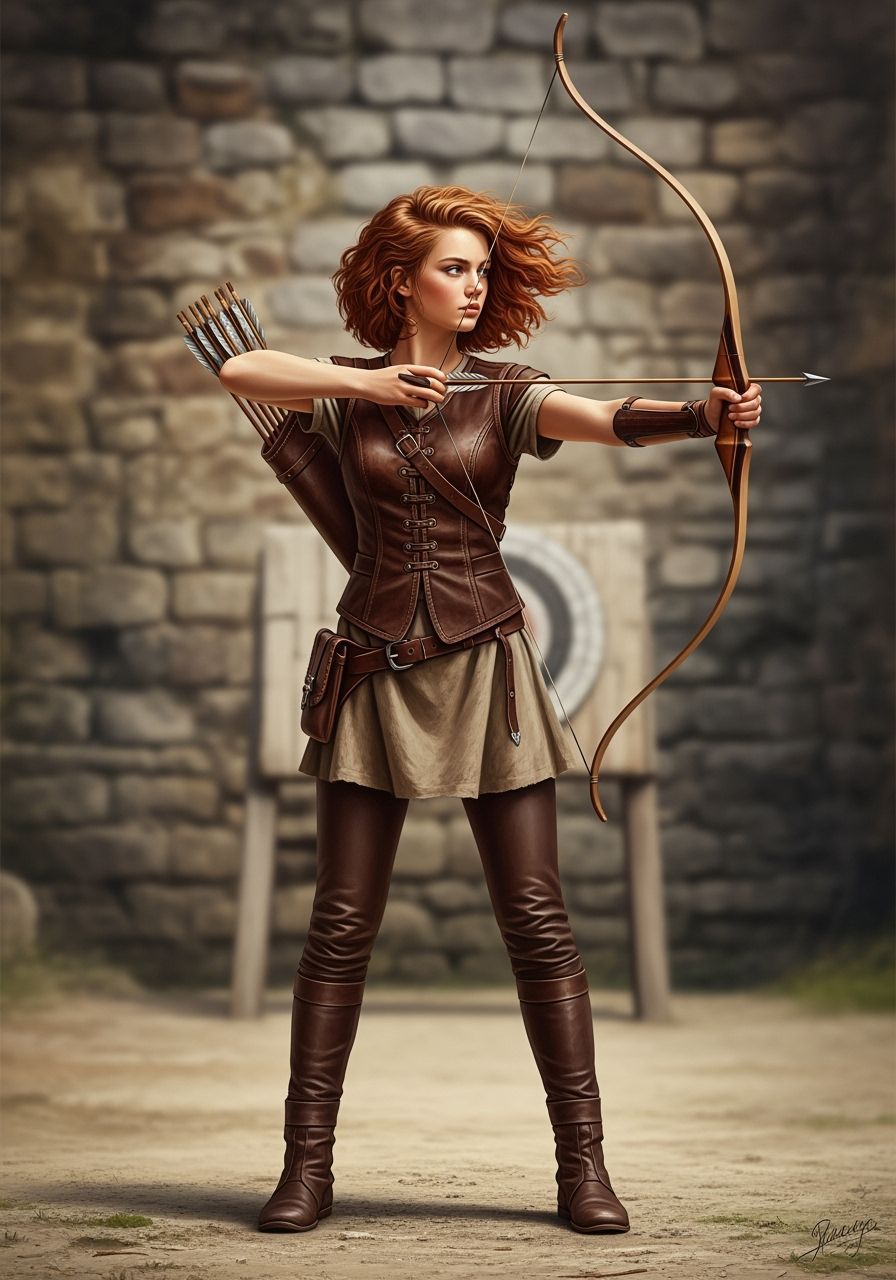 Teenage Archer on Range in Digital Art Style