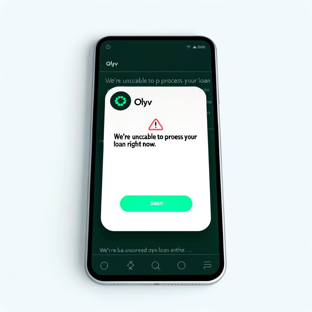 Olyv Finance App Interface with Loan Notification