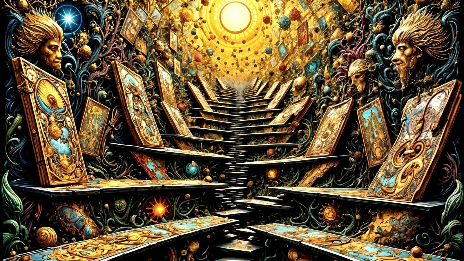 Hyperrealistic Tarot Card Staircase