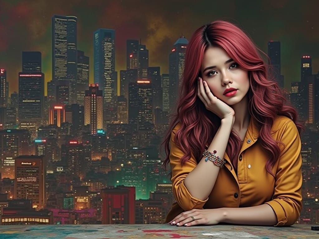 Vibrant Dreamscape Cityscape by Night