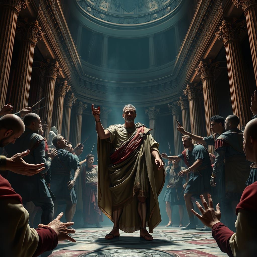 Dramatic Assassination in Ancient Roman Senate