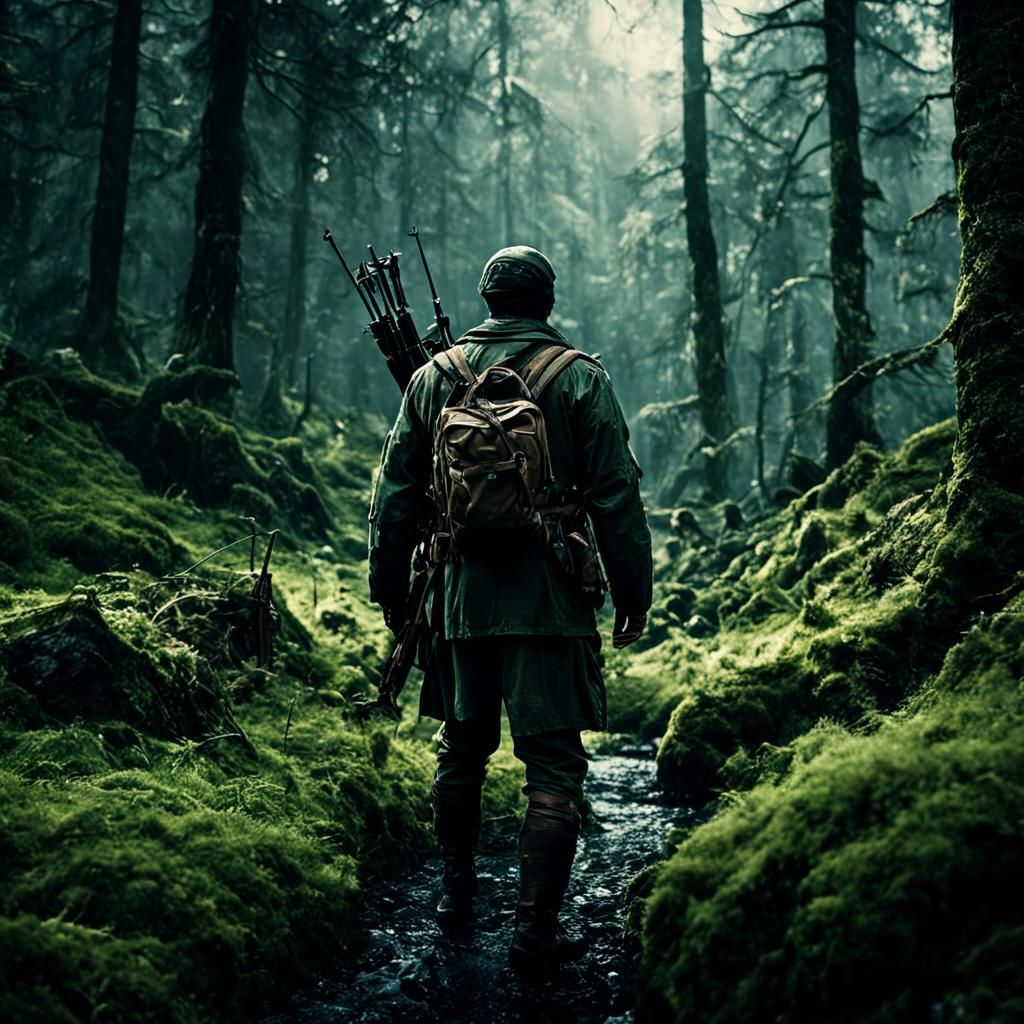 Archer Hunting in Glen: Cinematic Film Still