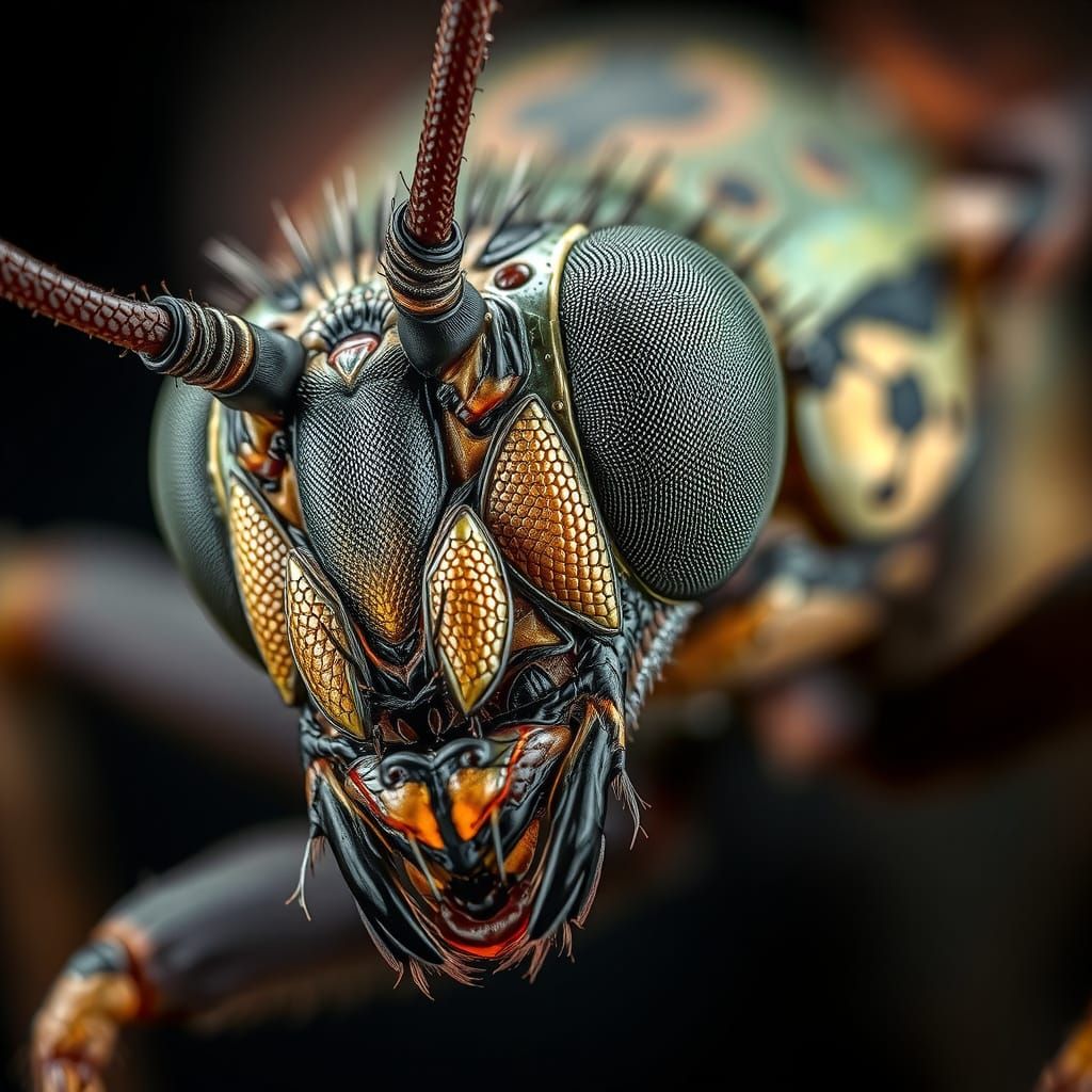 Macro Insect Head: Ultra-High Resolution Photorealistic Deta...