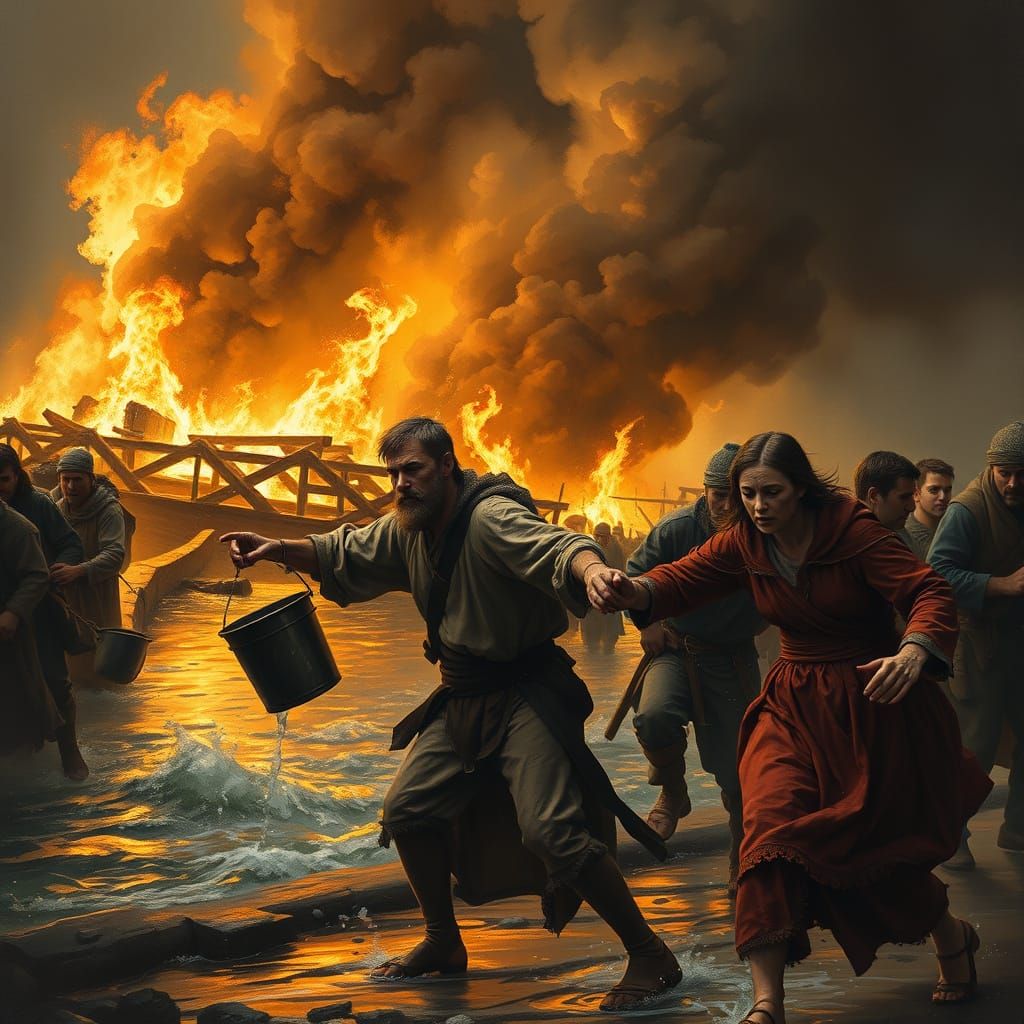 Medieval Peasants Battle Inferno in Greg Rutkowski Style