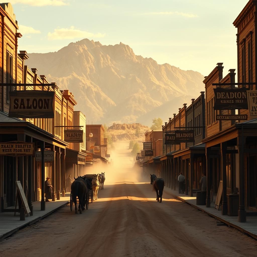 Deadwood Dakota Main Street 1877 in Photorealistic Style