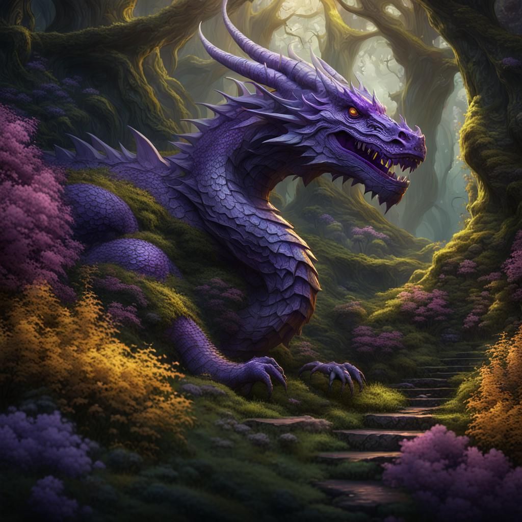 Botanical Dragon in Hyperdetailed Dark Fantasy Art