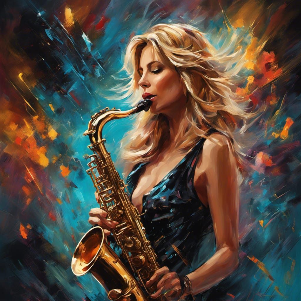 Candy Dulfer Saxophone Portrait in Fantasy Style