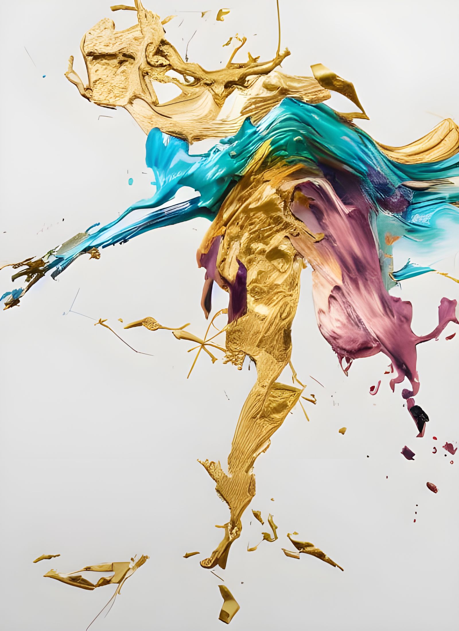 Abstract Concept Art in Gold, Copper, and Teal