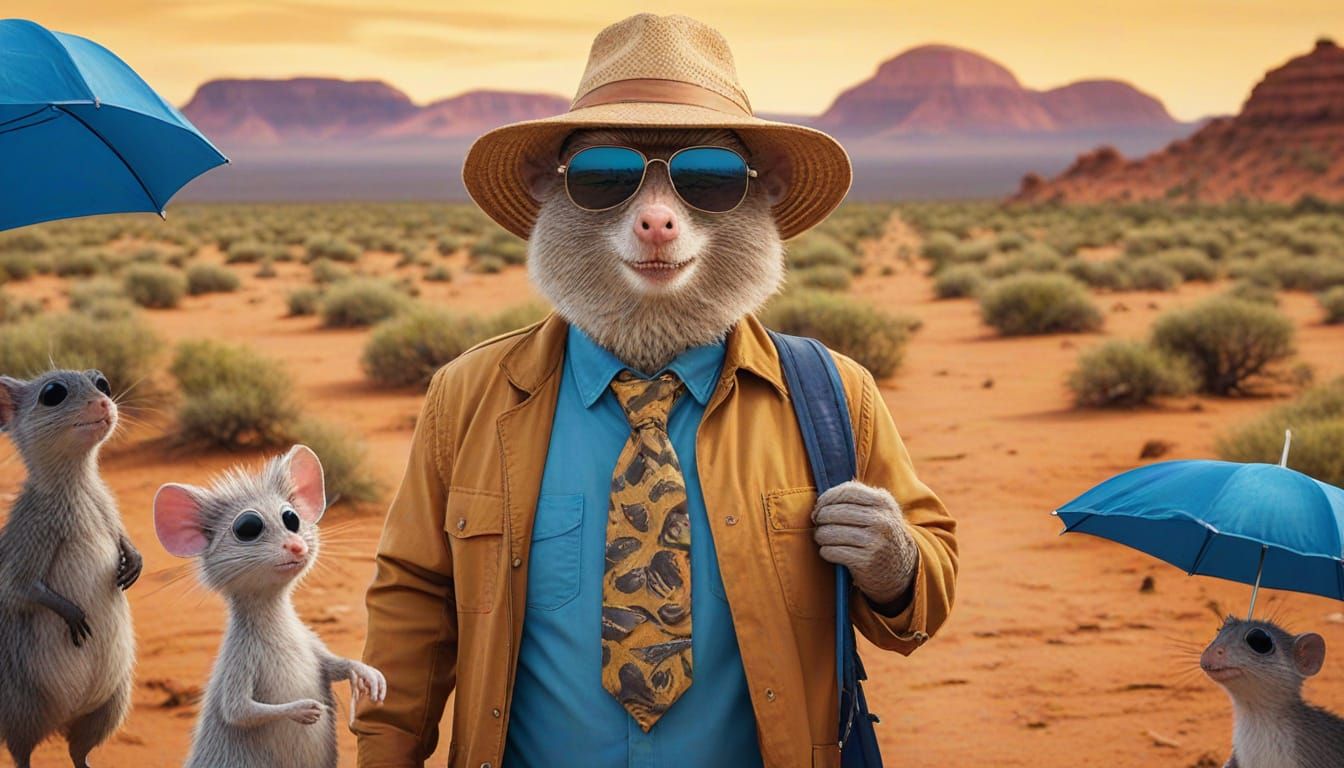 Comical Tourist in Australian Outback Chaos