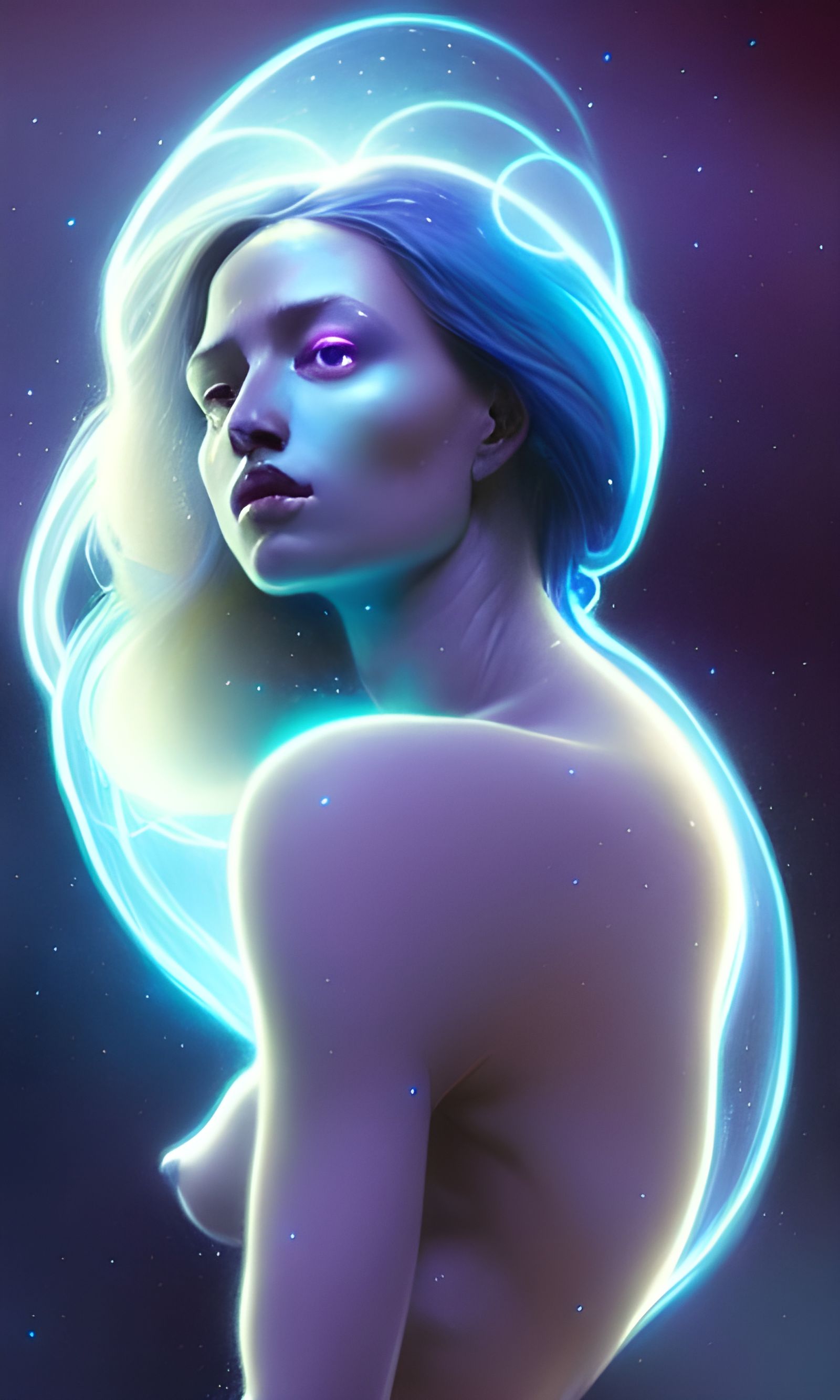 Cosmic Woman Portrait in Art Nouveau Style