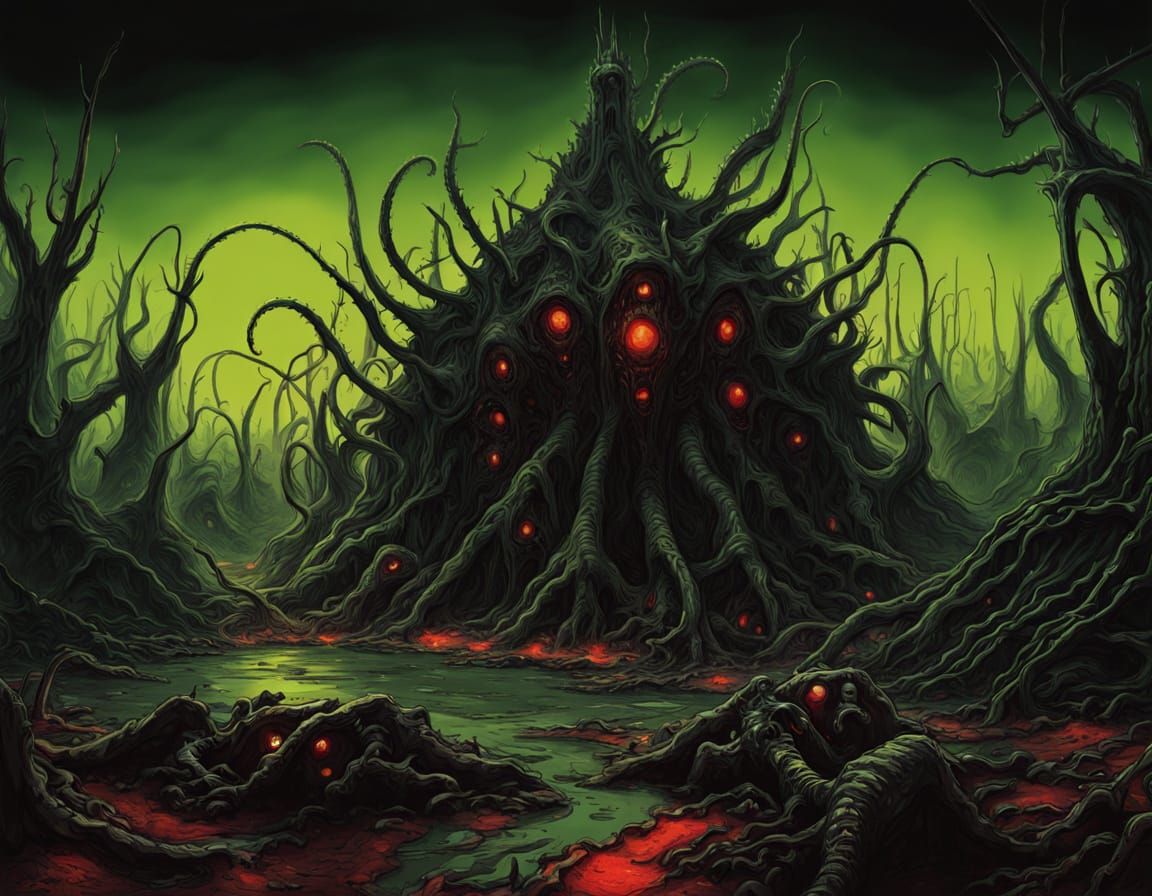 Dystopian Parasitic Organisms Consume Decaying Landscape