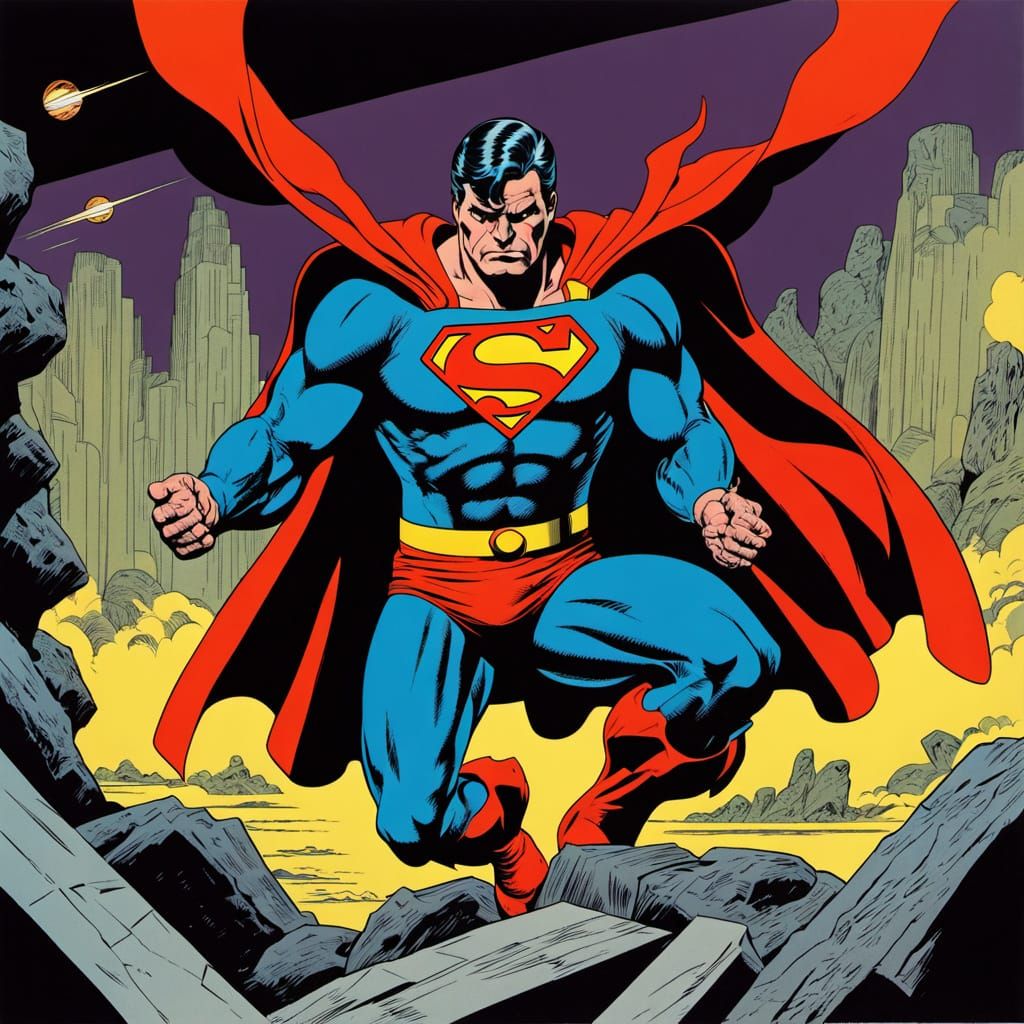 Darkseid Tyrant on Throne, Superman Attacks in Retro Comic S...