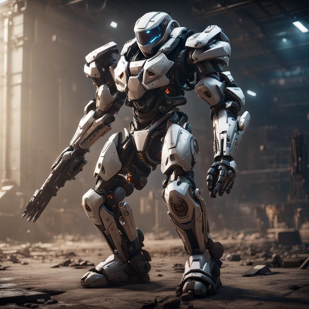 Armored Robotic Exoskeleton Battle Suit in 3D