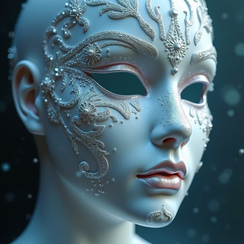 Crystal Mask Diamond Sculpture in Ethereal Style
