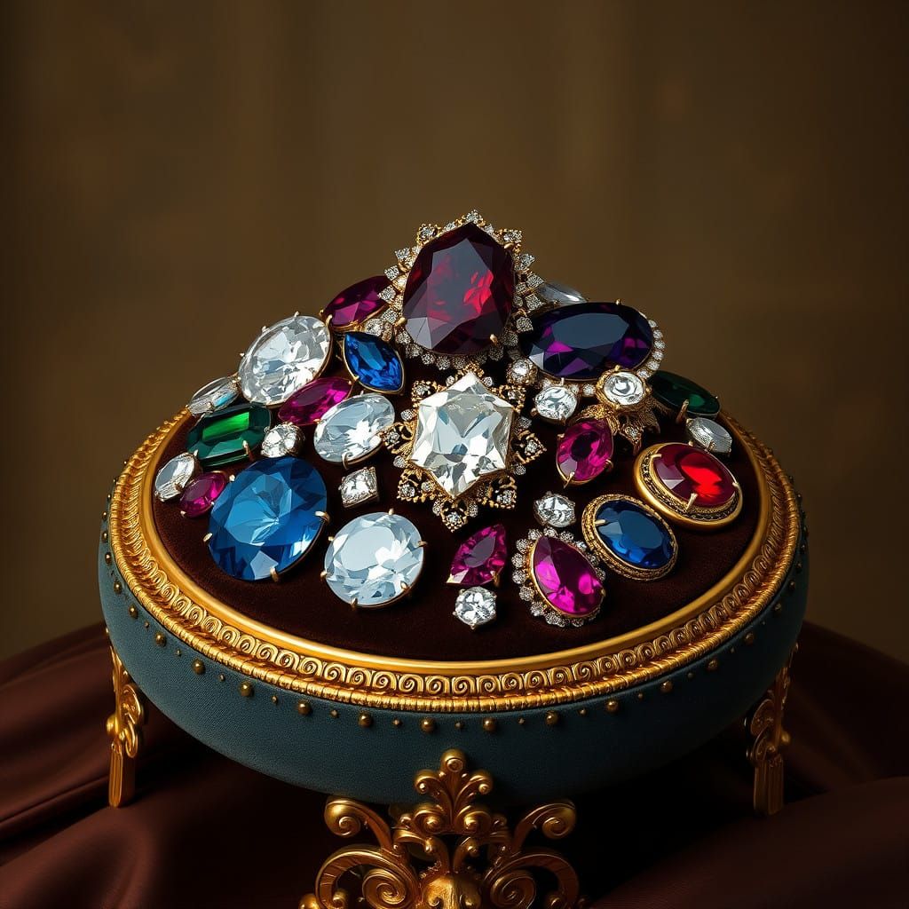 Regal Jewel Arrangement in an Art Nouveau Style
