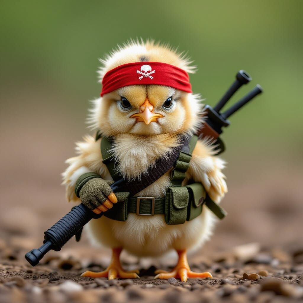 Grumpy Chick Rambo Ready for Action