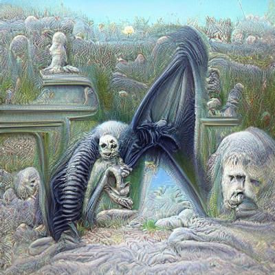 Sinister Angel of Death in Victorian Cemetery