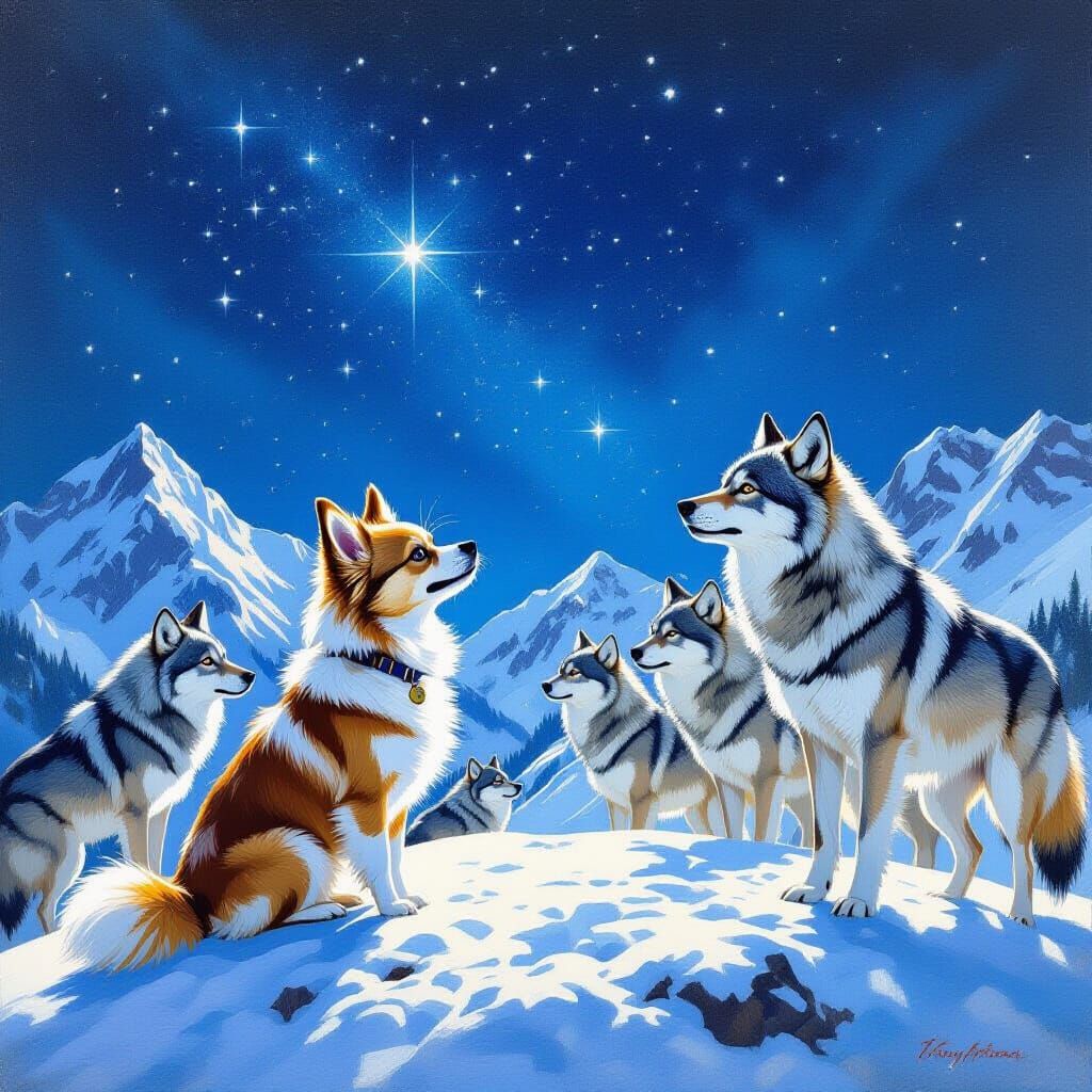 Brave Chihuahua Befriends Wolf Pack on Snowy Mountain Peak