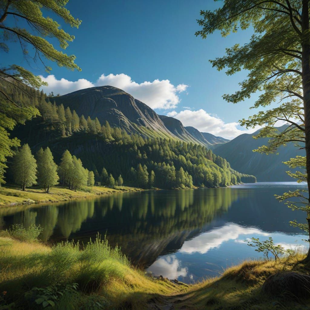 Scenic Norway Forest Along a Crystal Clear Lake