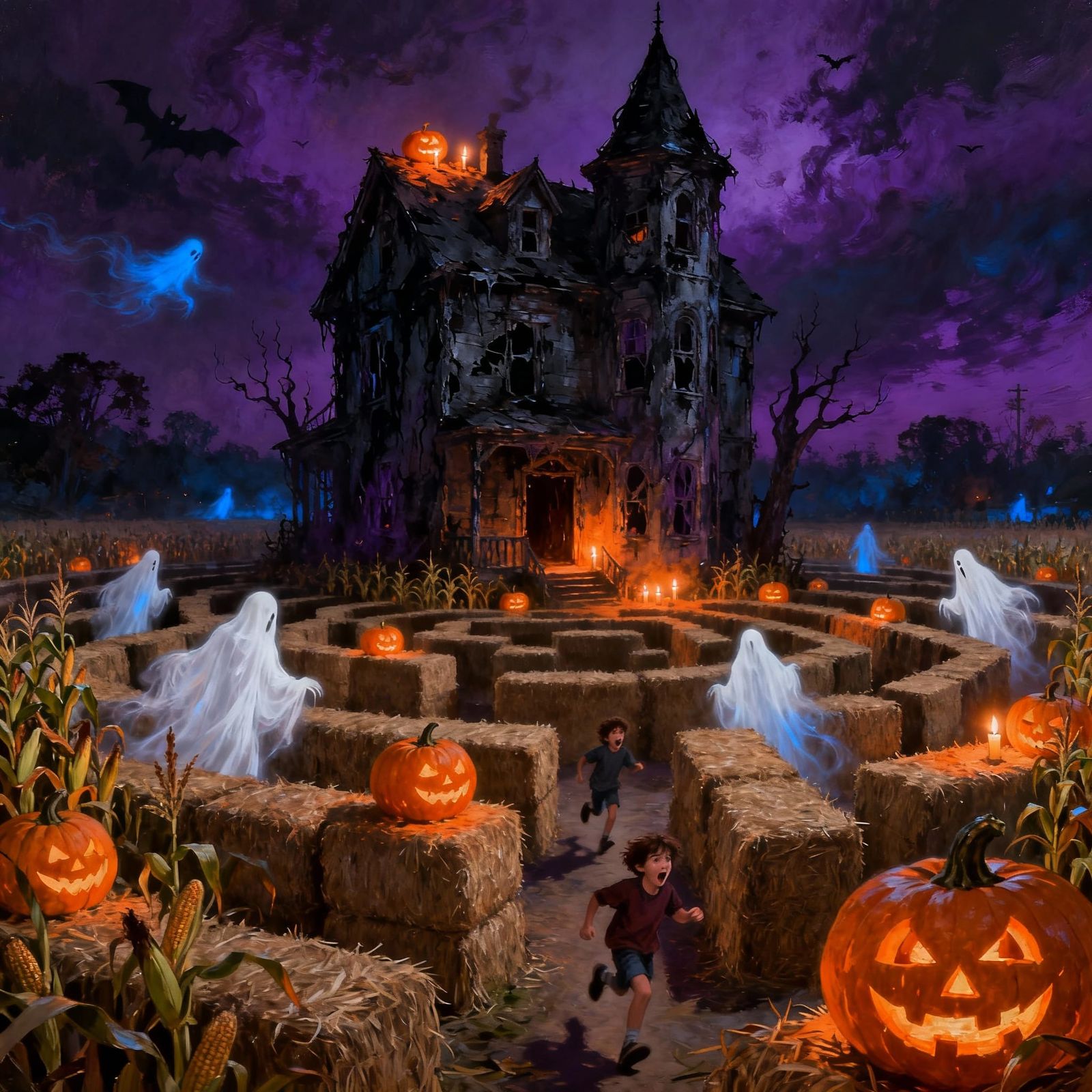 Haunted House at Halloween Festival Maze