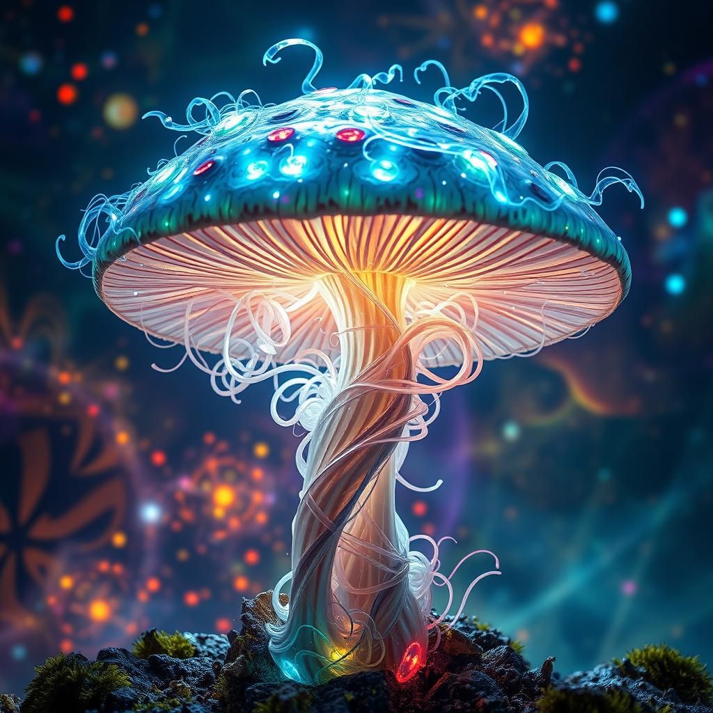 Ethereal Energy Mushroom in Visionary Style