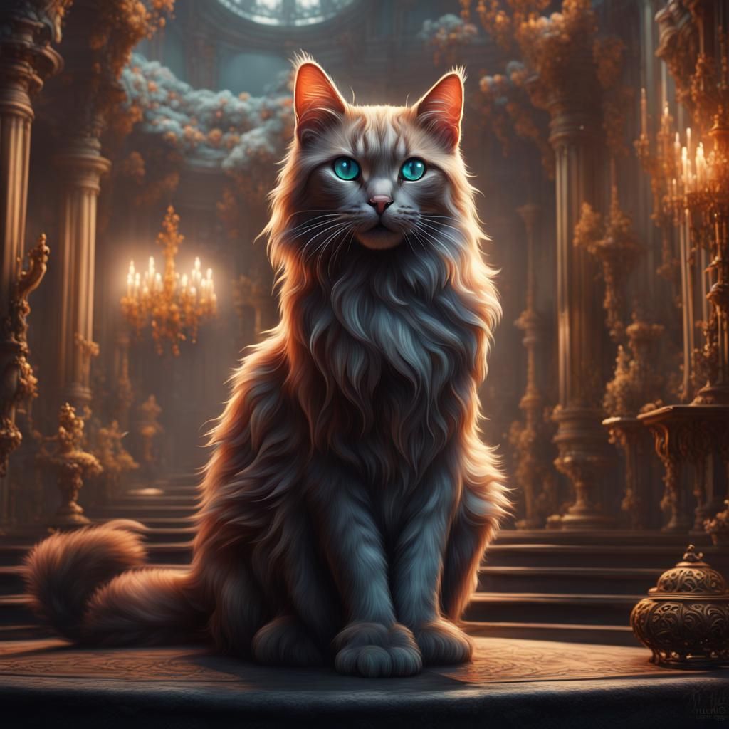 Luxury Cat in Detailed Fantasy Art Style