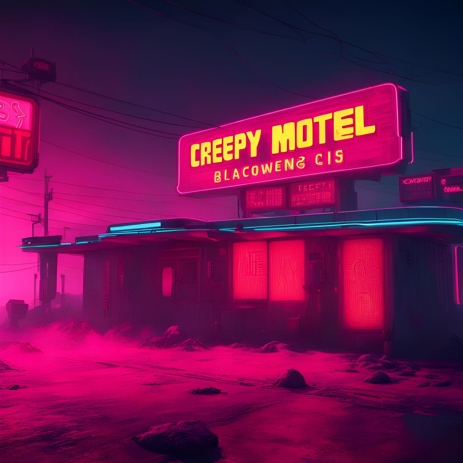 Creepy Motel in Cyberpunk 2099 Style
