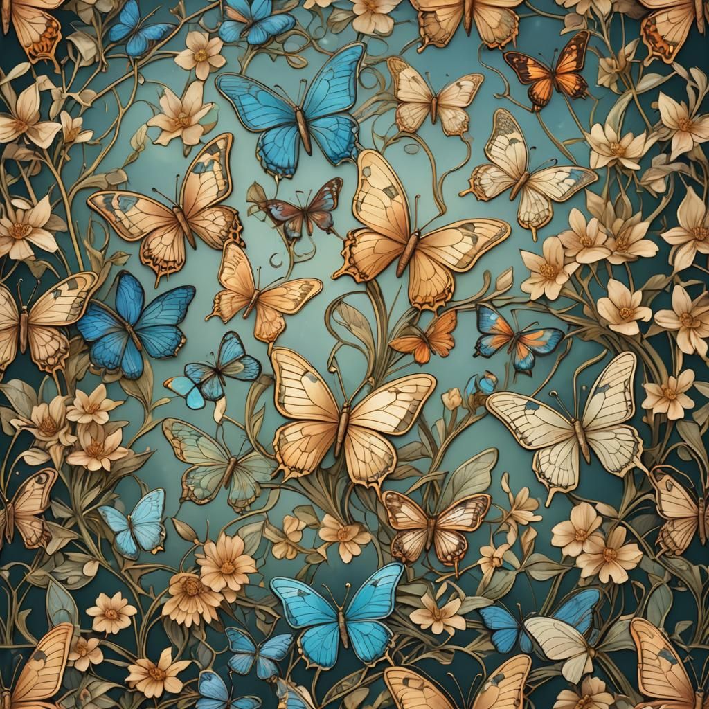 Holographic Blooms Dancing in Art Nouveau Splendor