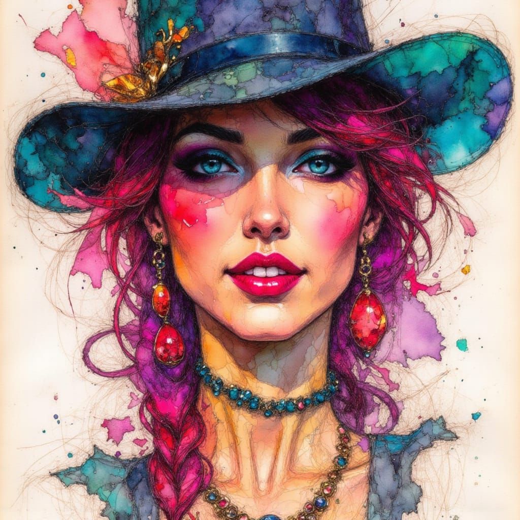 Pirate Alcohol Ink Sketch in Gothic Fantasy Style