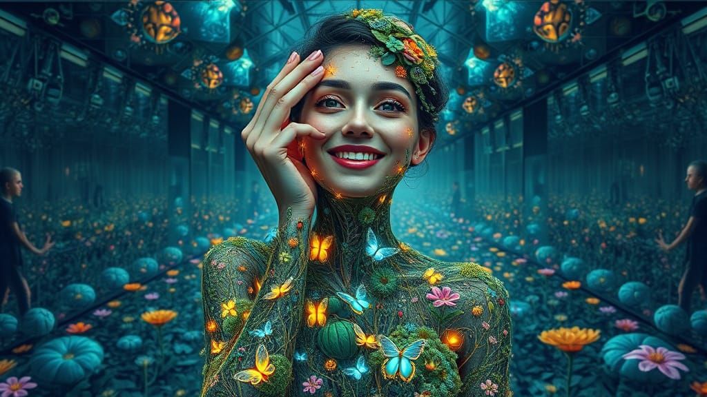 Bio-Art Collage: Woman as Interconnected Ecosystem