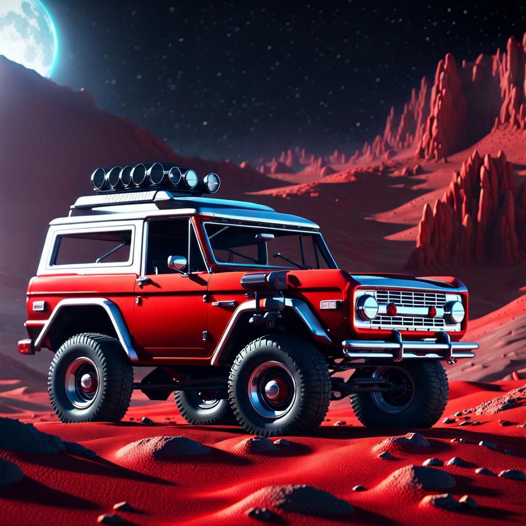 Futuristic Ford Bronco on Alien Planet, Digital Art