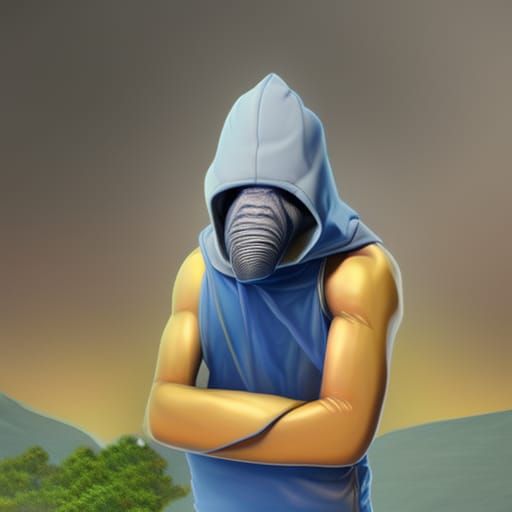 Photorealistic Yellow Elephant Alien Warrior in Chainmail