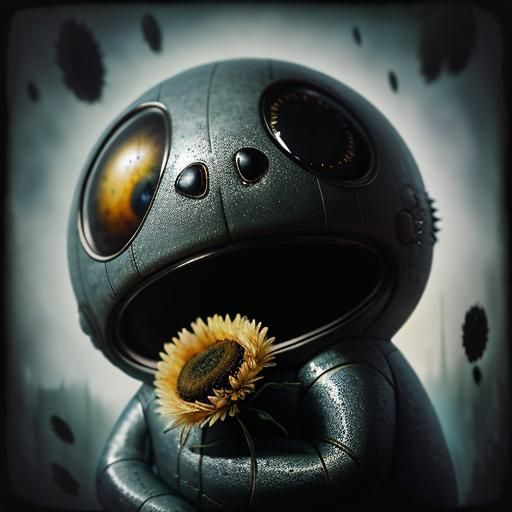 Sad Roswell Alien with Honeybee Plushie