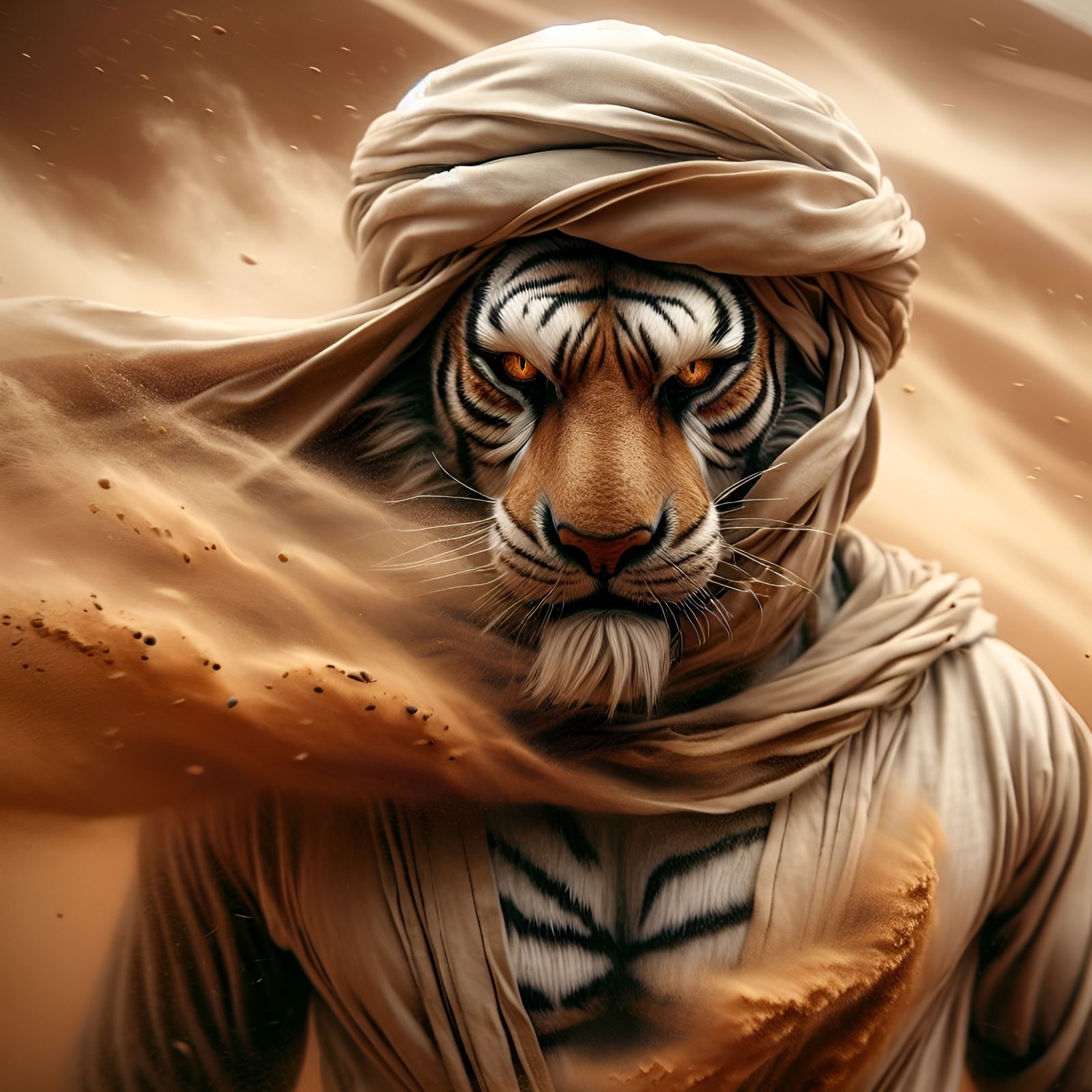 Tiger Warrior in Desert Sandstorm
