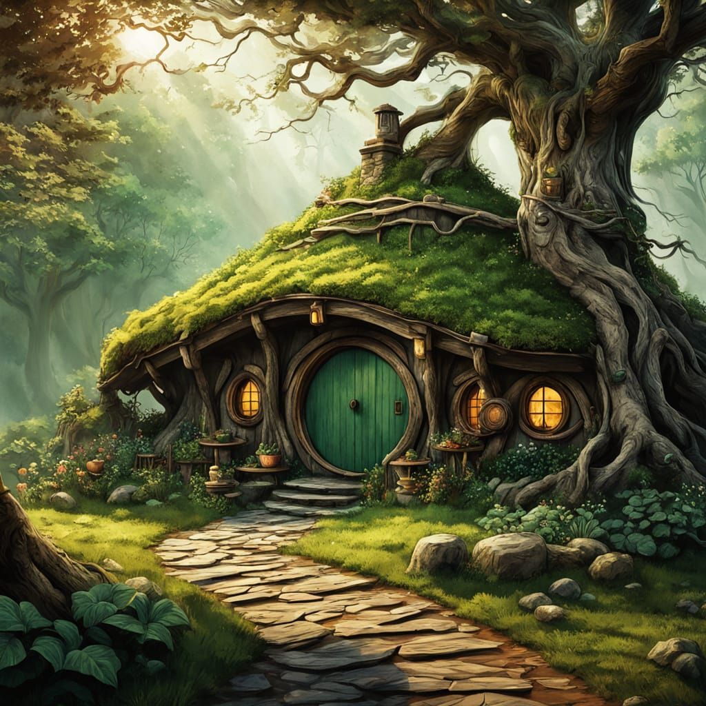 Whimsical Hobbit Home in a Haunted Woodland