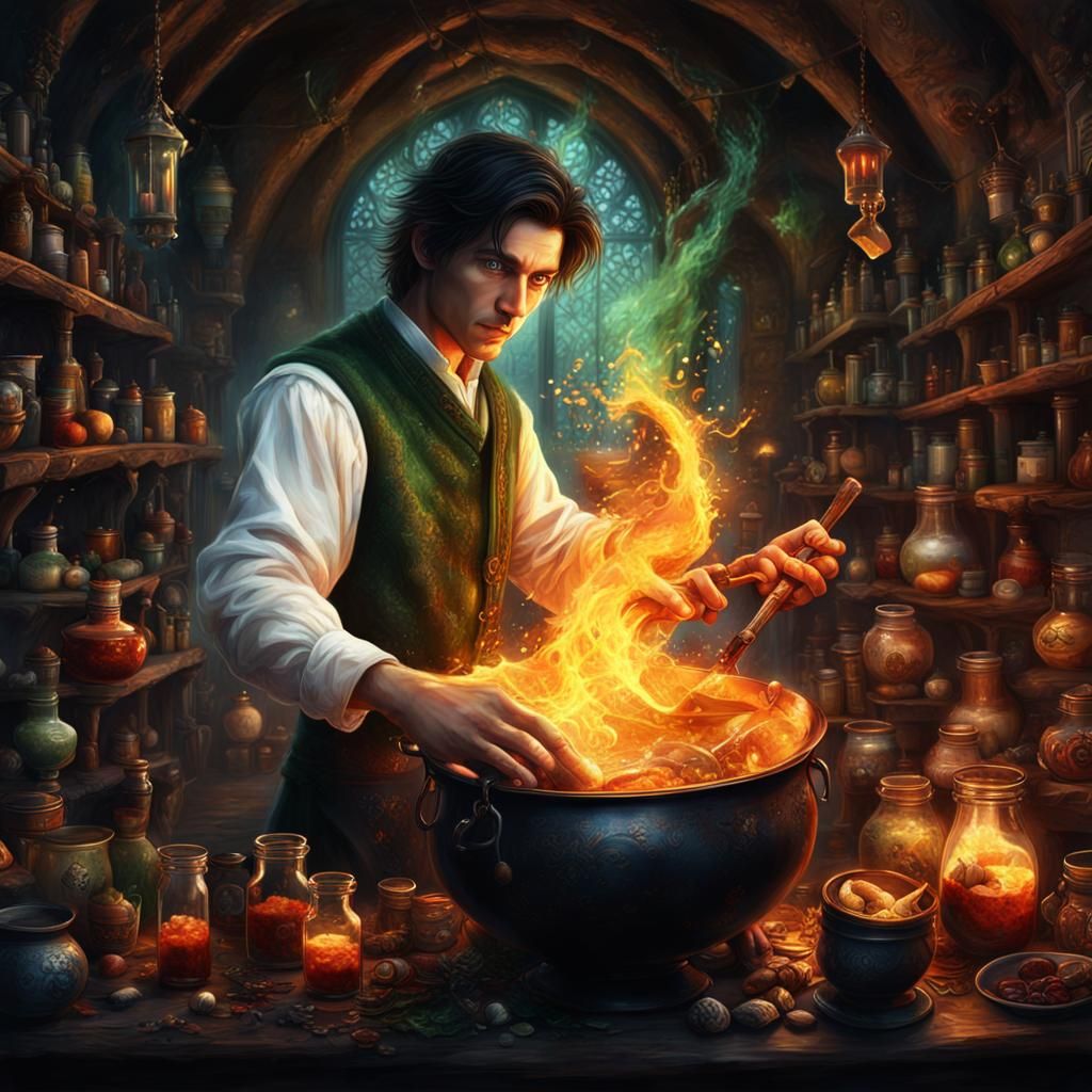 Young Wizard Casting a Spell in Digital Art