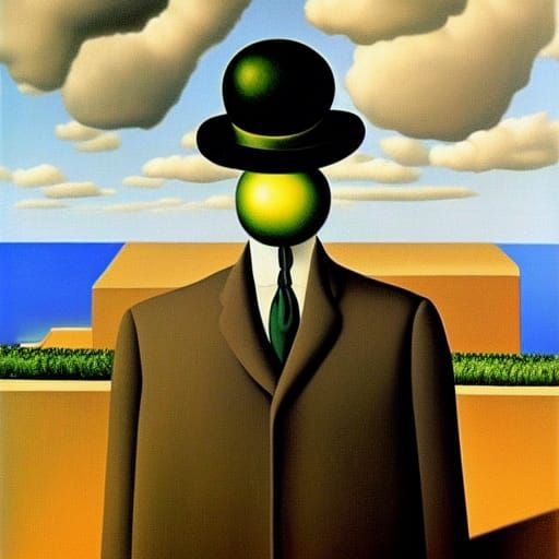 Surrealist Oil Painting in Magritte Style