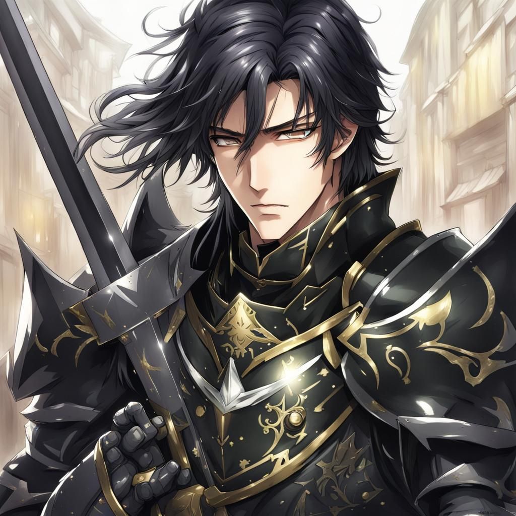 Scarred Knight in Black Armor, Anime Style