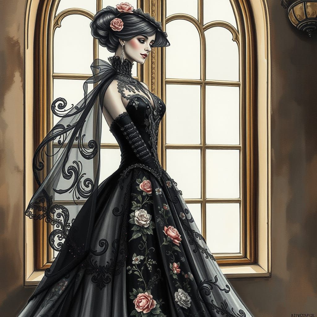 Elegant Couture Piece in Impressionist Style