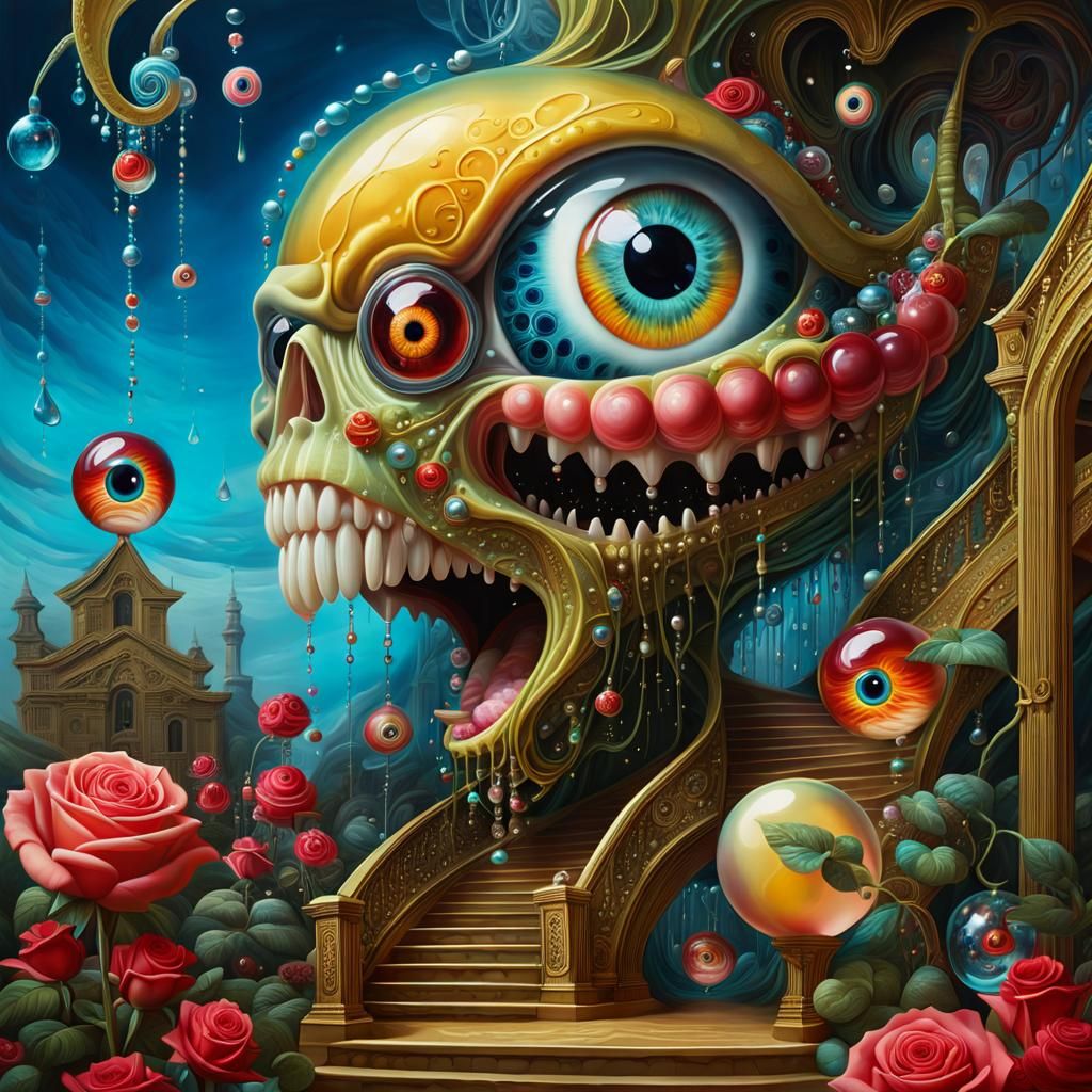 Cosmic Battle Between Good and Evil, Surreal Digital Art