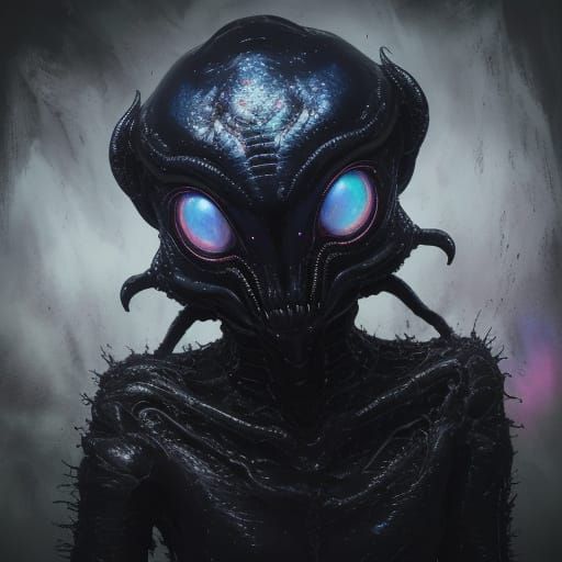 Surreal Alien in a Dark, Mystical Setting