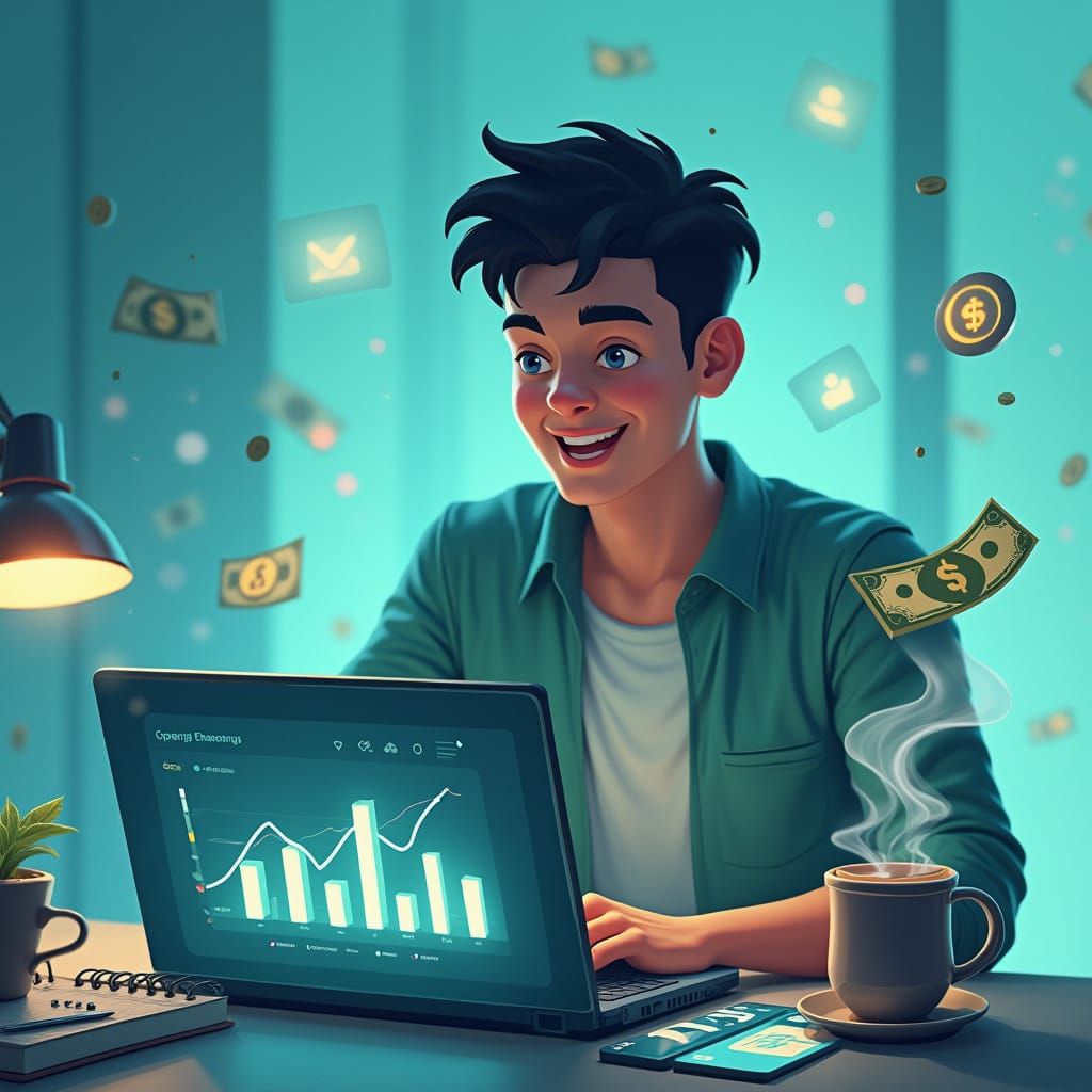 Futuristic CPA Entrepreneurship Scene in Cyberpunk Style