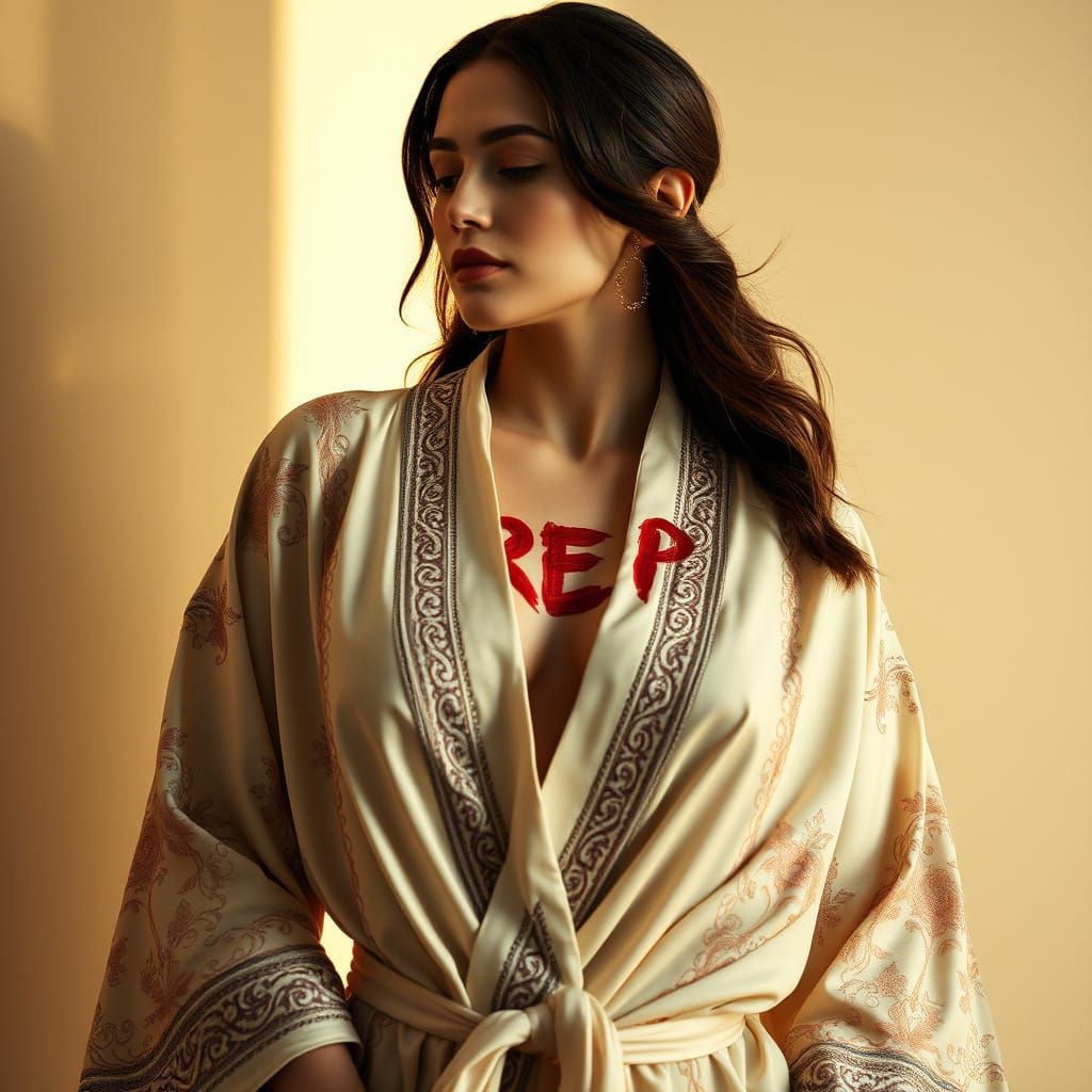 Elegant Portrait with Painted Chest, Soft Lighting